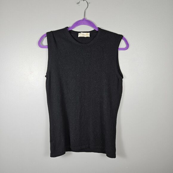 Pringle Of Scotland Womens XL 100% Cashmere Black Tank Top Sleeveless - Picture 1 of 5